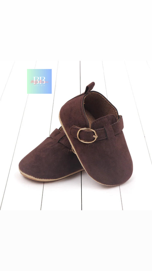 Baby/Toddler Suede Shoes with Buckle Strap. 0-18M, 3 Colours