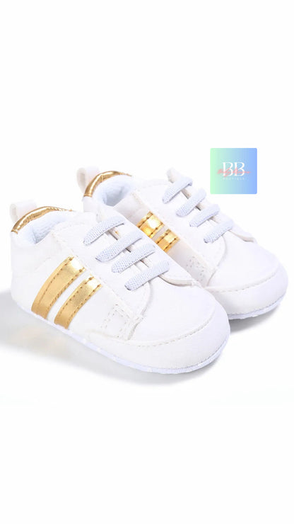 Baby/Toddler Leather Sport Sneakers with Laces. 7 colours, 0-18 months.