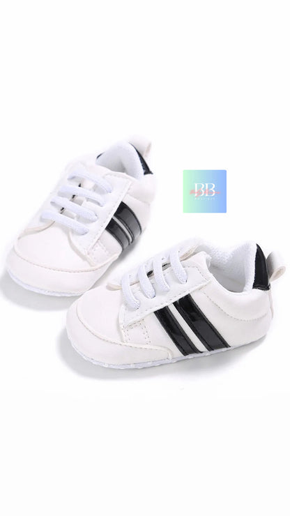 Baby/Toddler Leather Sport Sneakers with Laces. 7 colours, 0-18 months.
