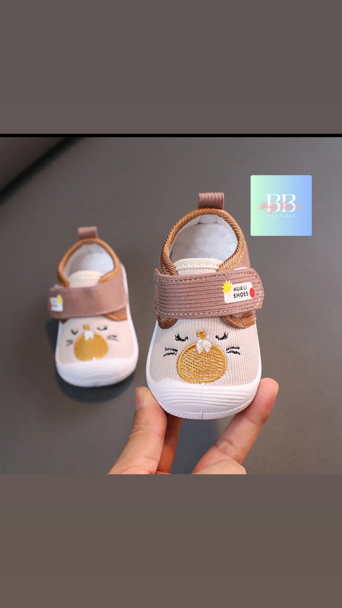 Baby/Toddler anti slip Soft Sole Shoes with Velcro Strap & Cute design. 3 colours