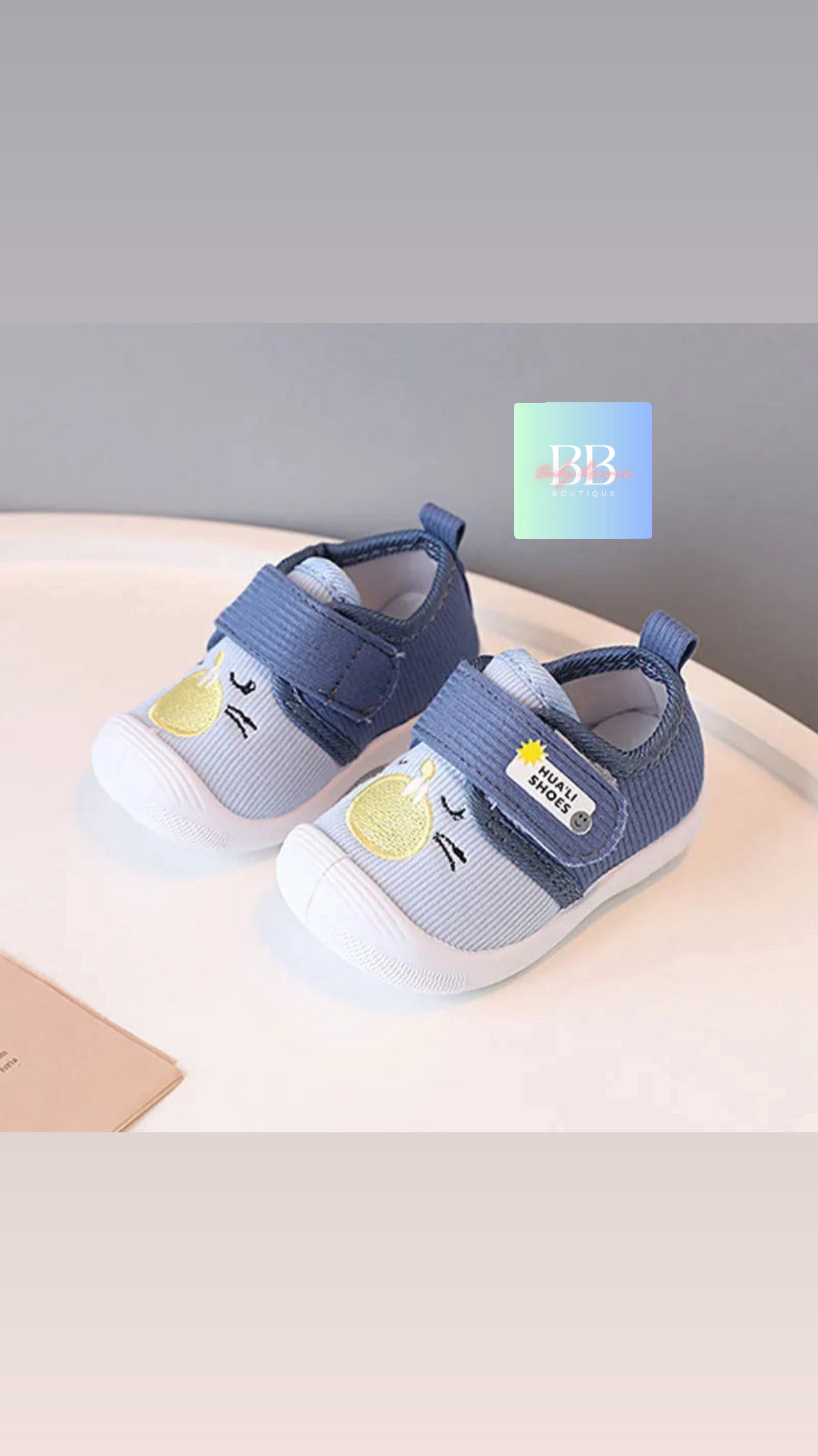 Baby/Toddler anti slip Soft Sole Shoes with Velcro Strap & Cute design. 3 colours