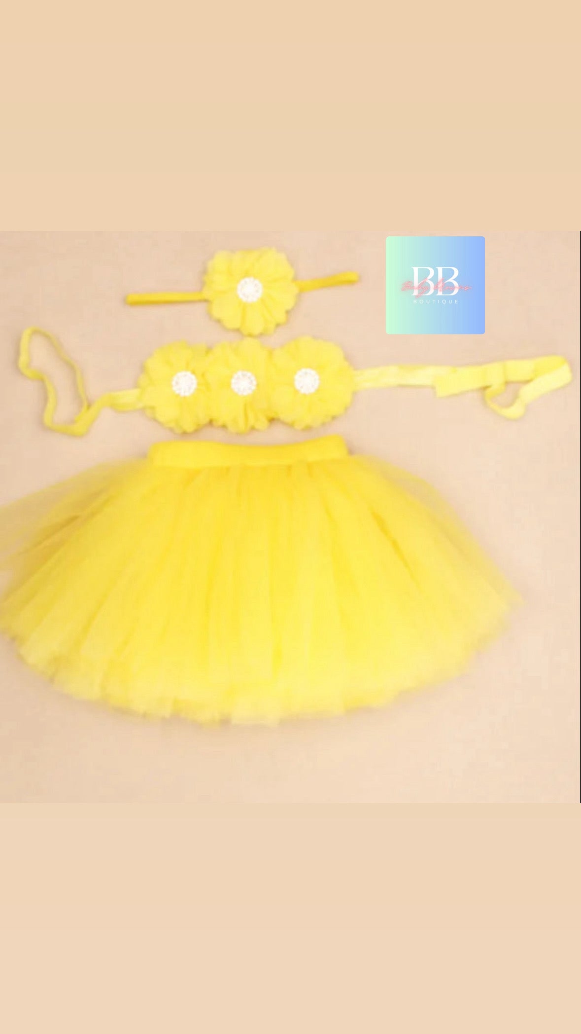 Baby Mesh Tutu & Top with Matching Flower Headband. 0-3M, 10 Colours.