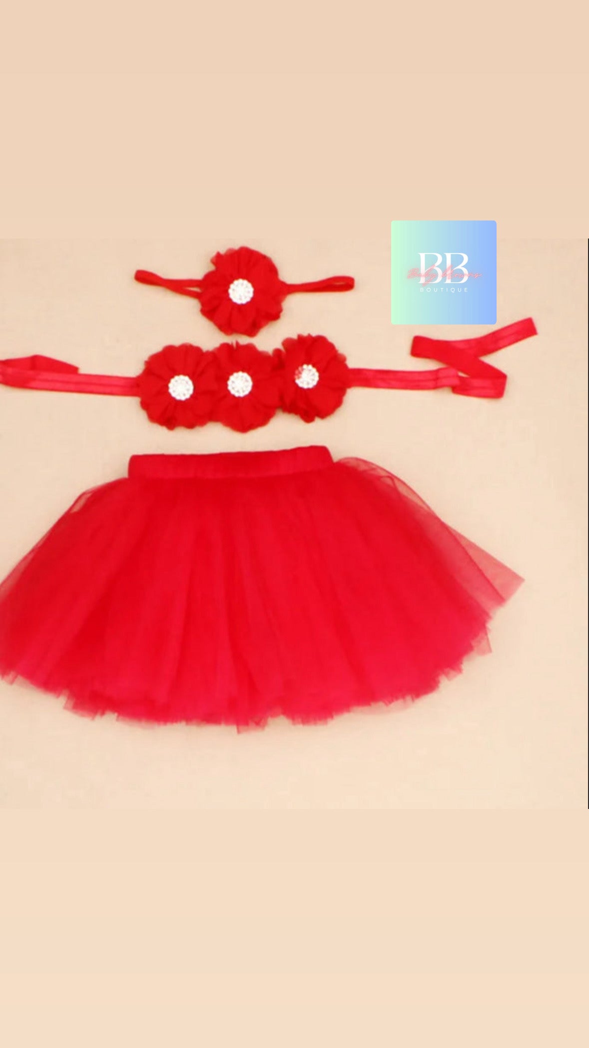 Baby Mesh Tutu & Top with Matching Flower Headband. 0-3M, 10 Colours.
