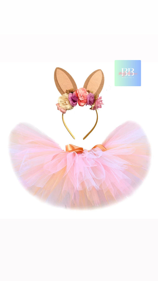 Kids Mesh Tutu with Matching Bunny Ears Headband. 3M-14Y