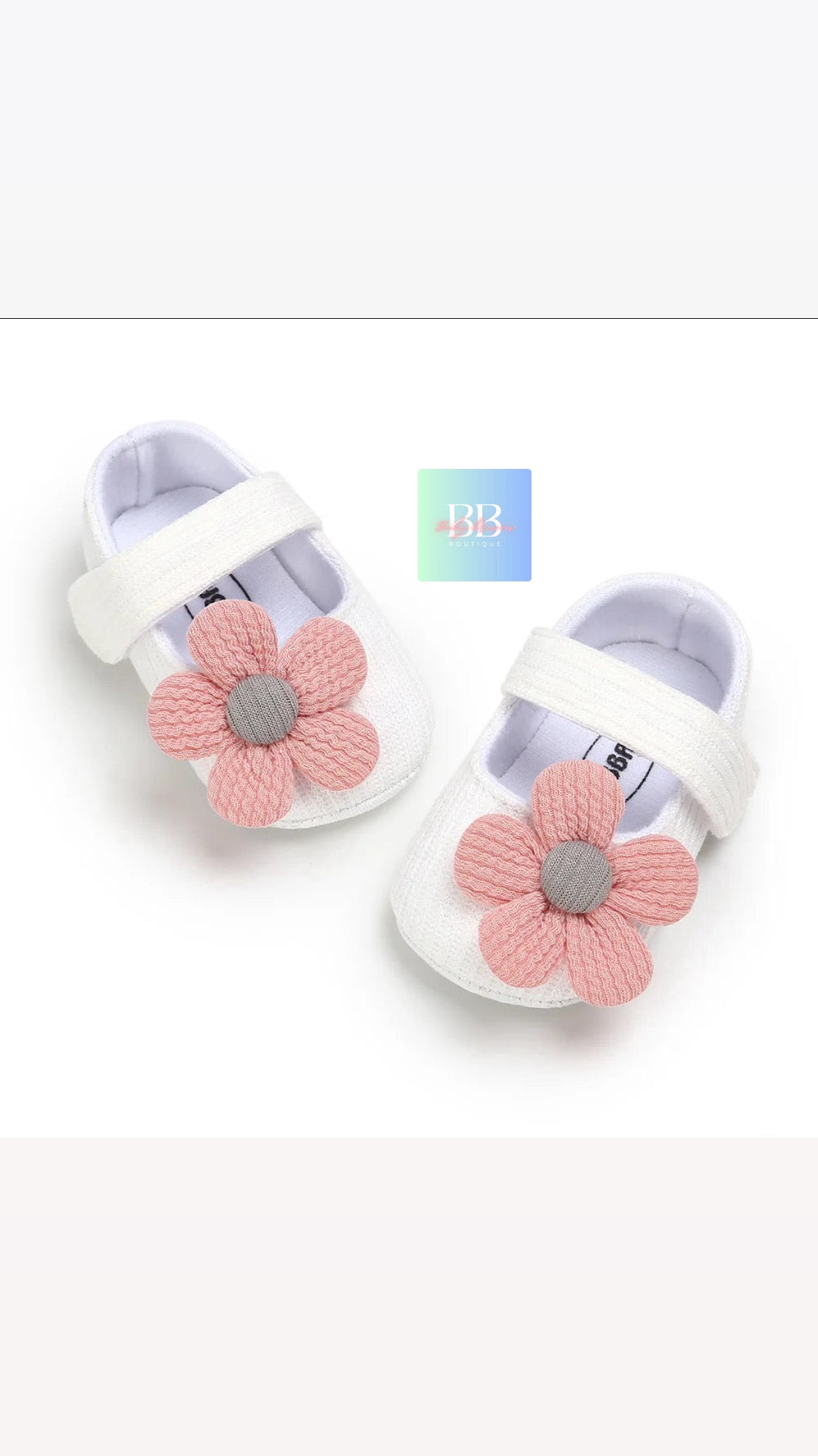 Baby/Toddler First Walkers Shoe with Strap & Cute Flower Design. 3 colours, 9-18 months