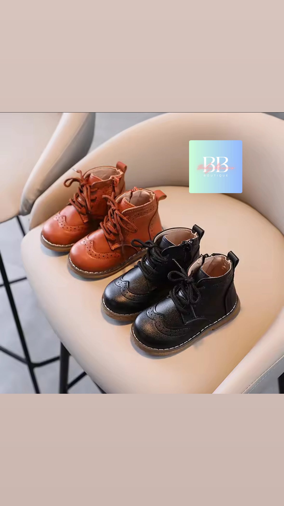Kids Soft Leather Ankle Boots with Laces. 2 colours, EU size: 21-30