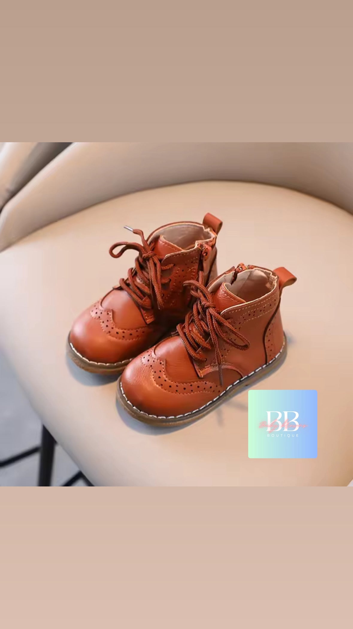 Kids Soft Leather Ankle Boots with Laces. 2 colours, EU size: 21-30