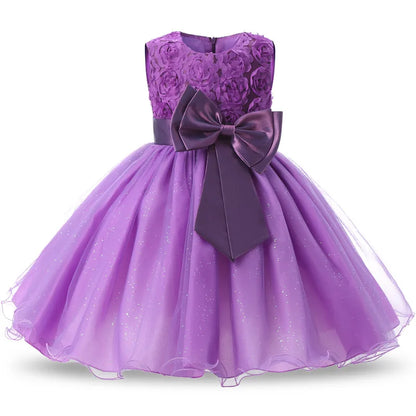 White Lace Flower Girls Wedding Dress Formal Ceremonies Dress Ball Gown Kids Clothing Little Girl Birthday Christening Vestido