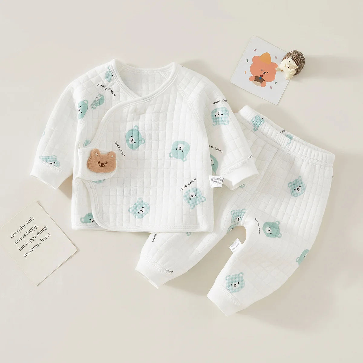 Autumn Winter Thermal Underwear Suit Baby Clothing Sets Boys Girls Pajama Sets Baby Warm Sleepwear Cartoon Bear Kids Clothes