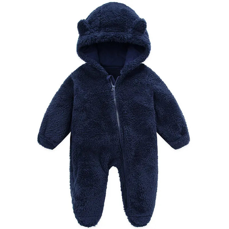 Newborn Baby Boy Girl Romper Autumn Winter Clothes Long Sleeve Hooded Zipper Closure Jumpsuit for Kids Infant Baby Clothing