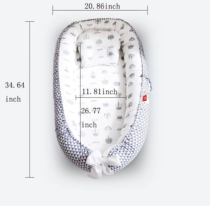Baby Nest for Co Sleeping Newborn Baby Lounger Cotton Breathable Adjustable Baby Crib in Bed Portable