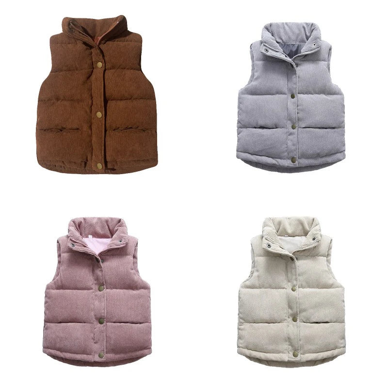 Autumn Corduroy Vests Girls Cotton Jackets Winter Kids Boys Baby Thick Warm Outerwear Children'S Coat Casual Waistcoat Clothing