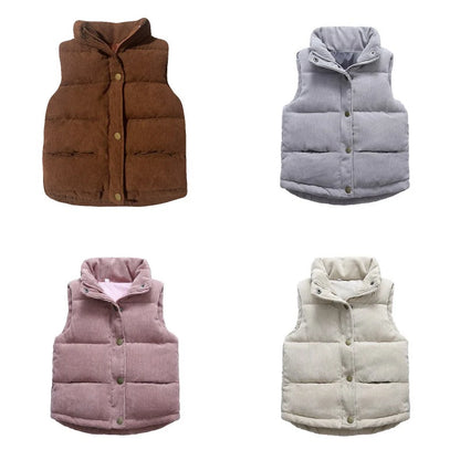 Autumn Corduroy Vests Girls Cotton Jackets Winter Kids Boys Baby Thick Warm Outerwear Children'S Coat Casual Waistcoat Clothing