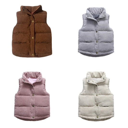 Autumn Corduroy Vests Girls Cotton Jackets Winter Kids Boys Baby Thick Warm Outerwear Children'S Coat Casual Waistcoat Clothing