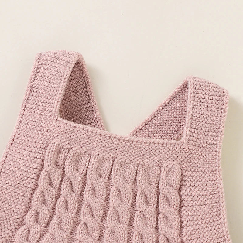 Baby Bodysuits Clothes Spring Autumn Sleeveless Knitting Newborn Boys Girls Solid Onesie Hats Sets 2Pcs Infant Coveralls Outfits