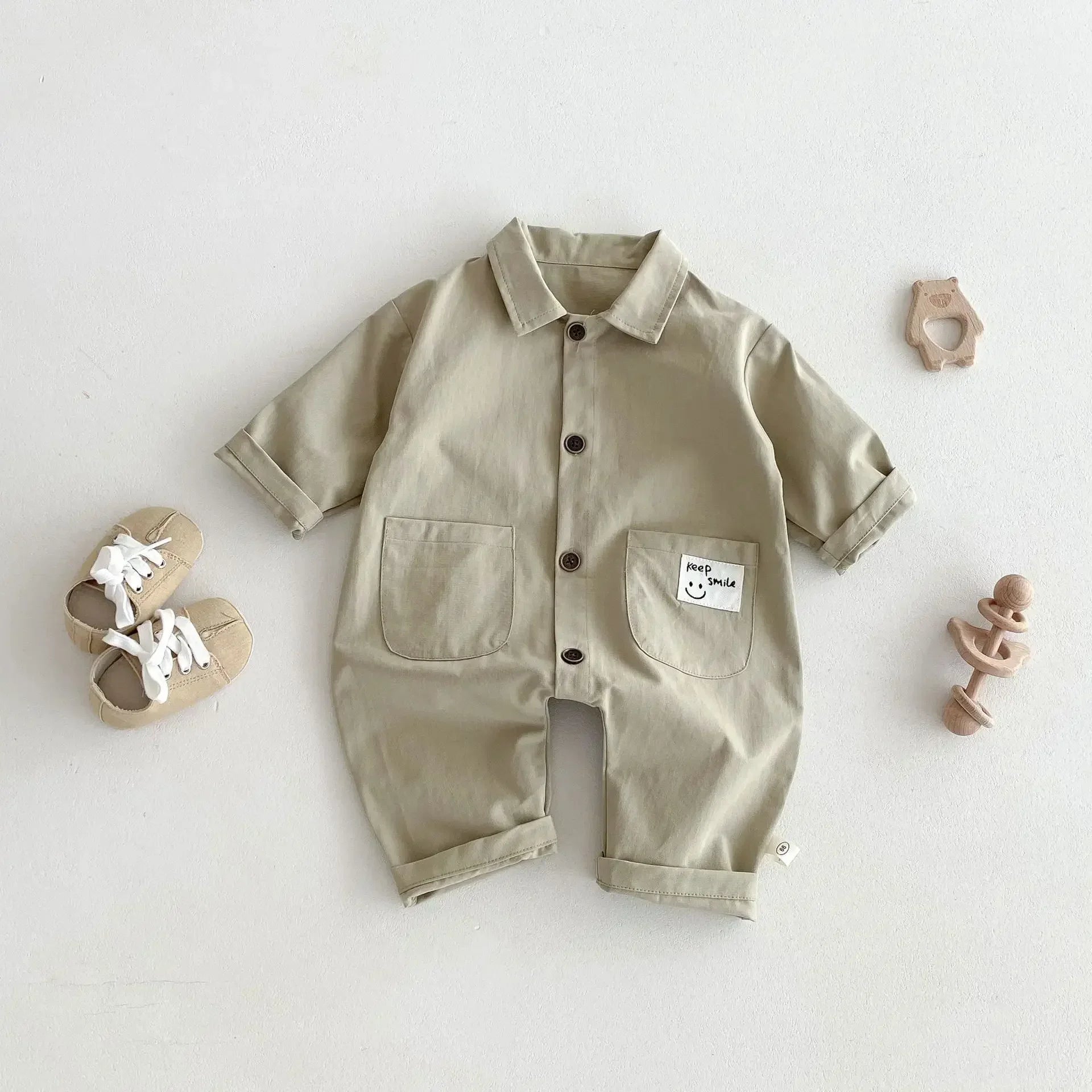 4226 Small Wholesale Baby Jumpsuit 2024 Autumn Korea Baby Boy'S One Piece Clothes Simple Patch Climbing Clothes