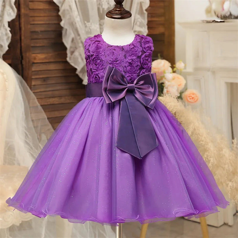 White Lace Flower Girls Wedding Dress Formal Ceremonies Dress Ball Gown Kids Clothing Little Girl Birthday Christening Vestido