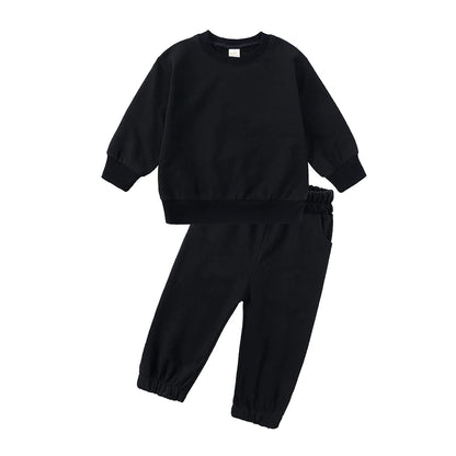 2025 Kids Thin Tracksuit Clothes Solid Spring Autumn Sweatshirt Long Sleeve+Pants Boy Girl Suit Toddler Children Sports Outfits