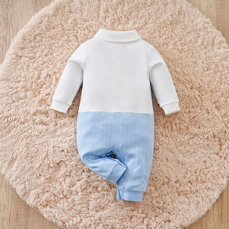 Gentleman Baby Boys Bow Tie Cotton Clothing Spring and Autumn Children One-Piece Long Sleeves Jacket 0-2 Years Old Rompers