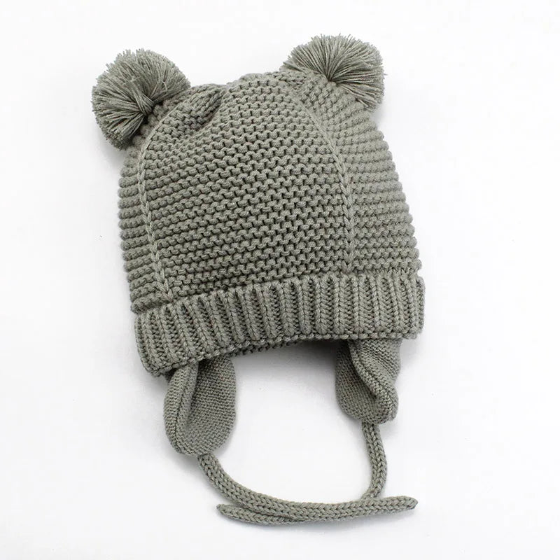 Winter Thicken Warm Baby Hat Cute Pompom Newborn Baby Girl Boy Hats Bonnet Ear Warm Knitted Kids Cap Beanie Toddler Caps