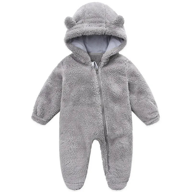 Newborn Baby Boy Girl Romper Autumn Winter Clothes Long Sleeve Hooded Zipper Closure Jumpsuit for Kids Infant Baby Clothing