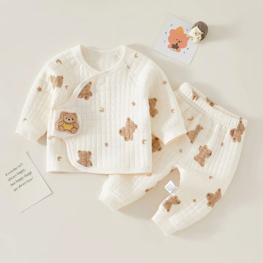 Autumn Winter Thermal Underwear Suit Baby Clothing Sets Boys Girls Pajama Sets Baby Warm Sleepwear Cartoon Bear Kids Clothes