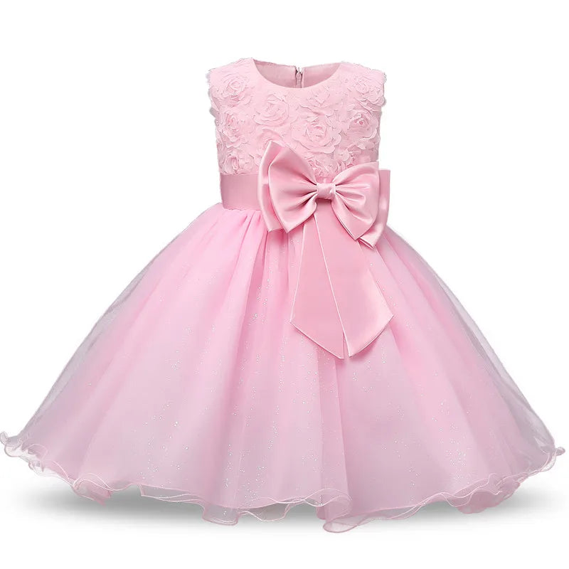 White Lace Flower Girls Wedding Dress Formal Ceremonies Dress Ball Gown Kids Clothing Little Girl Birthday Christening Vestido