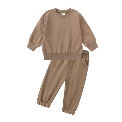 2025 Kids Thin Tracksuit Clothes Solid Spring Autumn Sweatshirt Long Sleeve+Pants Boy Girl Suit Toddler Children Sports Outfits