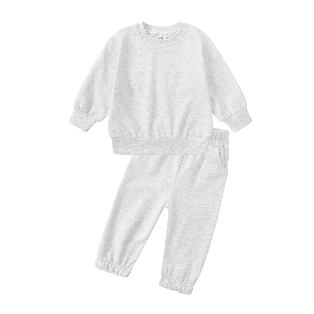 2025 Kids Thin Tracksuit Clothes Solid Spring Autumn Sweatshirt Long Sleeve+Pants Boy Girl Suit Toddler Children Sports Outfits