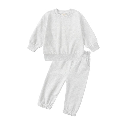 2025 Kids Thin Tracksuit Clothes Solid Spring Autumn Sweatshirt Long Sleeve+Pants Boy Girl Suit Toddler Children Sports Outfits