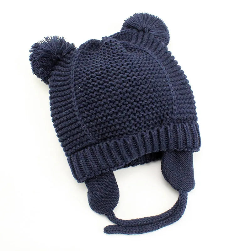 Winter Thicken Warm Baby Hat Cute Pompom Newborn Baby Girl Boy Hats Bonnet Ear Warm Knitted Kids Cap Beanie Toddler Caps