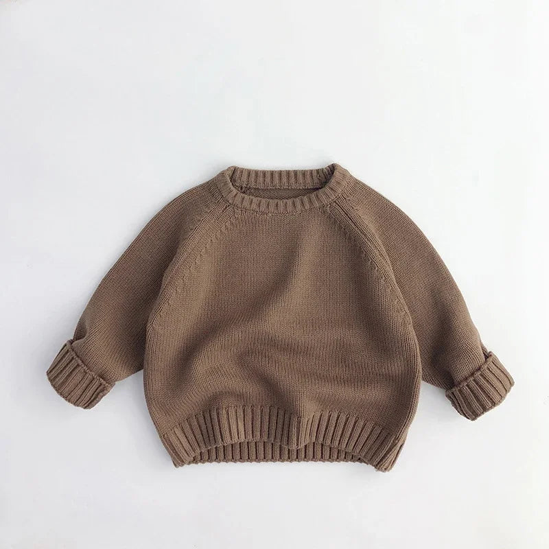 Autumn Winter Kids Clothes Kids Sweaters Boys Girls Knit Pullover Solid Girls Thick Sweater Kids Knit Wear