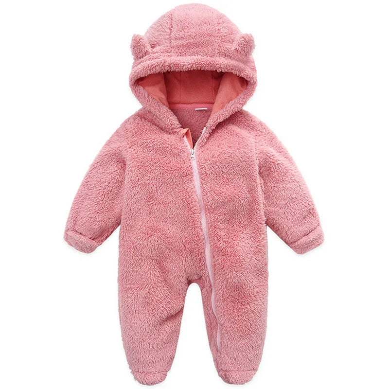 Newborn Baby Boy Girl Romper Autumn Winter Clothes Long Sleeve Hooded Zipper Closure Jumpsuit for Kids Infant Baby Clothing