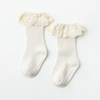 Baby Socks Girl Newborn Infantil Kid Knee High Lace Socks Toddler Babygirl anti Slip Cotton Winter Infant Long Sock for 0-3 Year