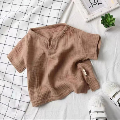Children'S Clothing T-Shirt Kids Clothes Boys Girls Summer Solid Tops Short Sleeve Clothes 100% Cotton Muslin Baby Clothing