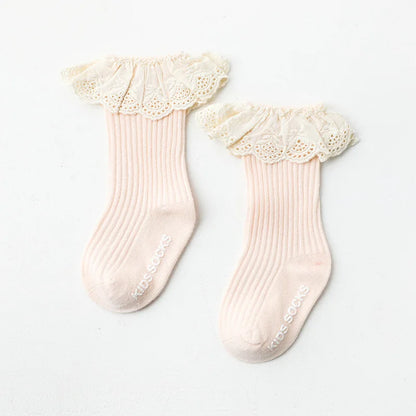 Baby Socks Girl Newborn Infantil Kid Knee High Lace Socks Toddler Babygirl anti Slip Cotton Winter Infant Long Sock for 0-3 Year