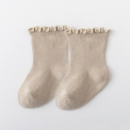 5Pair/Lot New Boys and Girls Retro Solid Color Baby Socks Milk Tea Color Toddler Casual Knitted Children Socks for 1-3Y